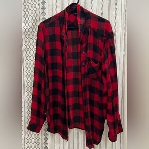 Black and Red long sleeve plaid shirt